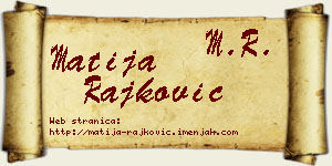 Matija Rajković vizit kartica